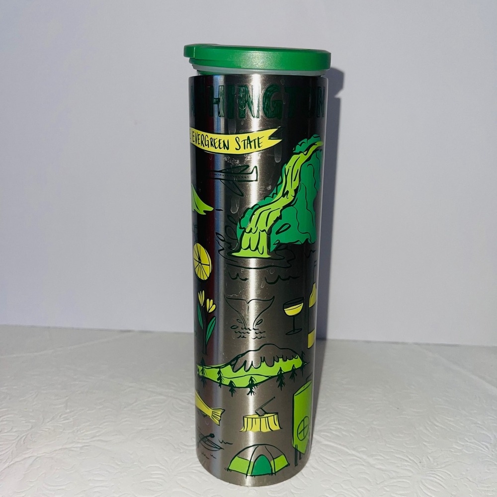 Starbucks Washington The Evergreen State Tumbler Stainless Steel Silver 16oz